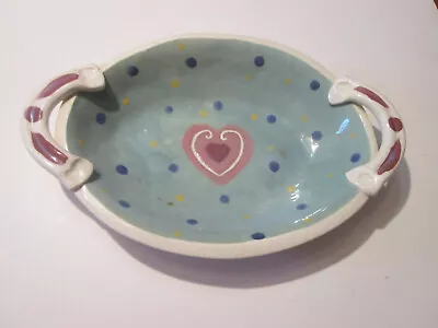 Vintage Whimsical Fun Stuff Pottery GA Handled Serving Bowl Circa 1990’s • $21.99