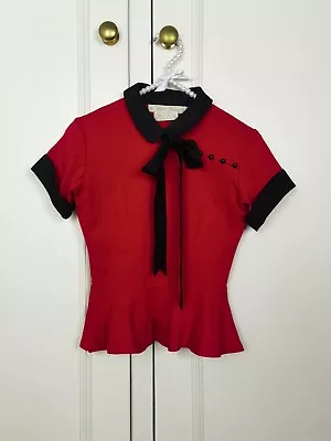 Wheels & Dollbaby Red Peter Pan Collar Top Size 8 • $200