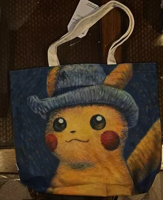 Pokemon X Van Gogh Museum Pikachu Grey Felt Hat Canvas Tote Bag  • $49.99