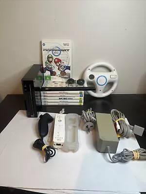 Nintendo Wii Console Bundle With 6 Games 1 Controller And Cords - Mario Kart • $120