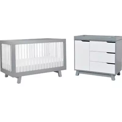 4-in-1 Convertible Baby Crib With Dresser With Changing Tray Set In Gray • $947.99