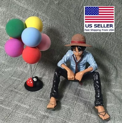 Anime ONE PIECE Monkey D. LUFFY FIGURE Sit Balloons 9cm Straw Hat Pirate NoBOX • $9.95