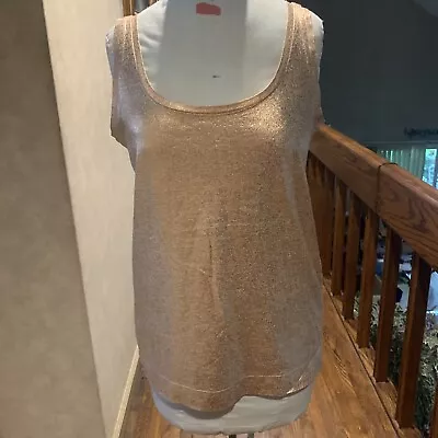 J. Crew Shiny Metallic Brassy Gold Cotton Tank Top Sz. S • $9.99