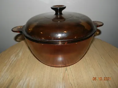 CORNING WARE VISIONS AMBER GLASS 4.5 L Stock Pot Dutch Oven USA With Lid • $74.99