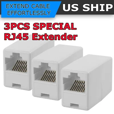 3x RJ45 Joiner Inline Coupler Cat6 Cat5 Extender Ethernet Wire Network Connector • $3.95