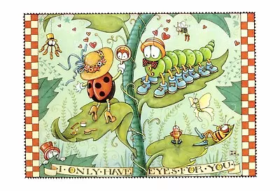 Mary Engelbreit-I ONLY HAVE EYES FOR YOU Ladybug Insects Valentine POSTCARD-NEW! • $2.49