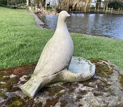 Aged Reconstituted Stone Garden Dove Bird Seed Feeder Dish Ornament • £32.50