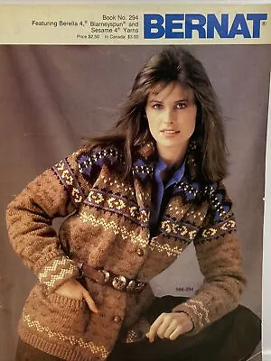 Bernat Knitting Pattern Book #294 Women’s Sweaters 6 Designs Vintage 1980’s • $11.62