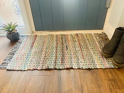 Grey Chindi Rug - Recycled Cotton Indian Sustainable Boho Hippie Fairtrade • £17.95