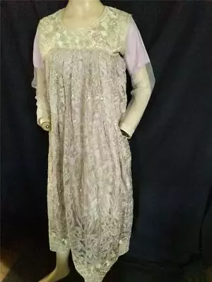 Medieval Empire Waist Gold Lame & Pink Rhinestone Dress-36  Bust • $24.99