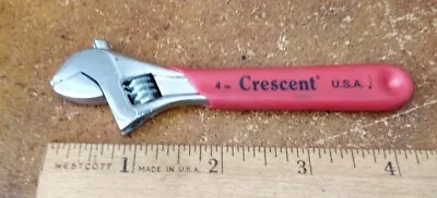 🇺🇸Near Mint  4  Crescent Orange Chrome Adjustable Wrench W/ Cushion Grip -USA • $19.99