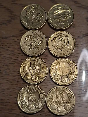 Capital Cities £1 Coins Edinburgh Cardiff London Belfast + 4x Flowers Coins • £28.95