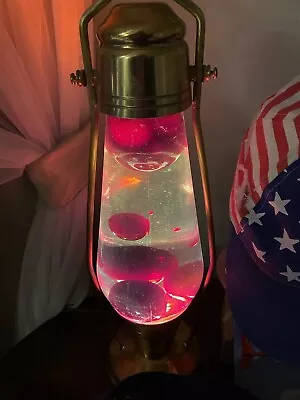 VTG. RARE MID-CENTURY RED LAVA LAMP BRASS LEVITON 1960-70’s-WORKING • $199