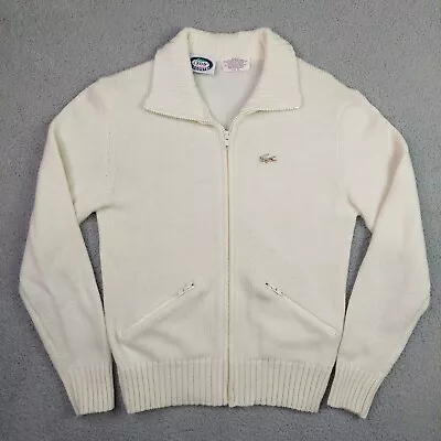 Vintage 80s Lacoste Izod Full Zip Knit Cardigan Sweater Long Sleeve Mens Size 36 • $29.99