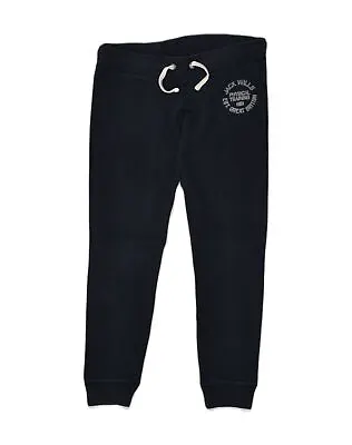 JACK WILLS Womens Tracksuit Trousers Joggers UK 10 Small Navy Blue Cotton AN92 • £14.09