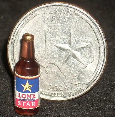 Texas Star Beer Bottle 1:12 Dollhouse Miniatures Alcohol Party Bar RWB • $3