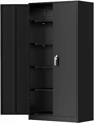 72” Black Metal Tool Steel Locking Cabinet - Tall Garage Storage System Lockabl • $217.99