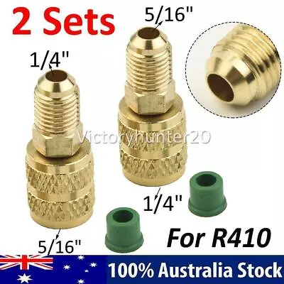 2Set R410a R32 5/16 SAE To 1/4  SAE For Gauge & Vacuum Pump Adaptor Brass NEW AA • $11.99