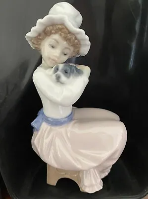 Nao By Lladro Girl With Puppy Porcelain Figure 1987 Excellent Condition • £15