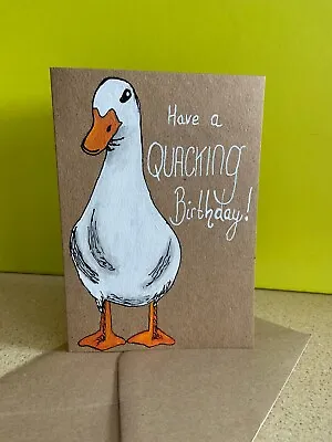 £3.10 • Buy Duck Birthday Card Funny| Hand Painted, Handmade