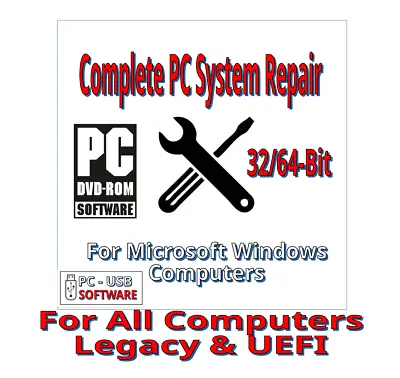 Complete PC Repair/Install/Upgrade Boot USB/Disc For Windows All Versions 32/64 • $18.99