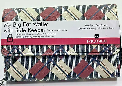 Authentifc Mundi / My Big Fat Wallet/ Black-Tan Plaid / Safe Keeper NWT/ Reg $44 • $21.75