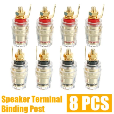 £7.99 • Buy 8pcs Gold Plated Amplifier Speaker #S Terminal Binding Post 4mm Banana Plug Set