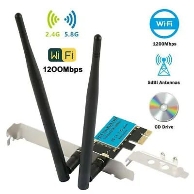 $27.54 • Buy Wireless PCI Express WiFi Adapter 1200Mbps 2.4G/5GHz Dual Band Network Card AU