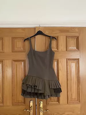 Zara Khaki Green Drill Playsuit Dress With Contrast Box Pleats Size S BNWT • £45.99