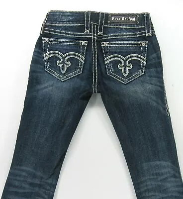 $33.67 • Buy Rock Revival  Alanis Boot Distressed Women's Jeans  Size 25 Inseam 31 