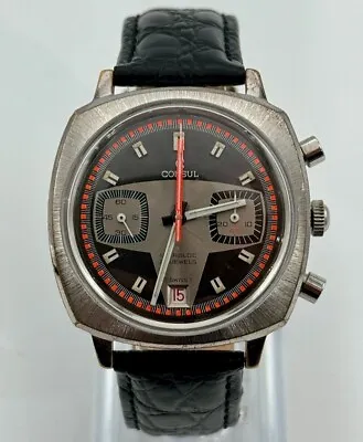 Vintage Consul Cal. Valjoux 7734 Chronograph Racing Dial 1980's • $690