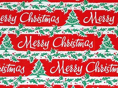 Vtg 1950 Merry Christmas Store Wrapping Paper 2 Yards Gift Wrap Mcm Atomic • $7.49