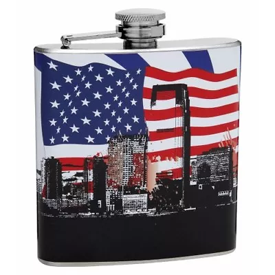 6 Oz Patriotic American Flag And City Flask • $11.02