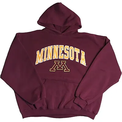 Vtg Minnesota Golden Gophers Hoodie XL Maroon Hooded Sweatshirt Heavy Russell • $25.97