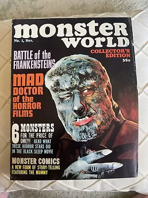 1964 MONSTER WORLD Magazine #1 VG 4.0 Wally Wood Mummy Story / Frankenstein • $25