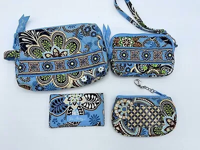 Vera Bradley Lot 4 Items BALI BLUE Lined Cosmetic Wristlet Clip ID Card Wallet • $24.99