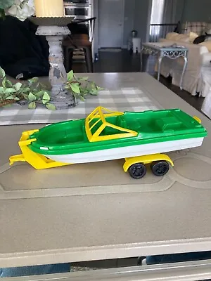 Vintage Vinyl Plastic Boat On Trailer Gay Toys • $20