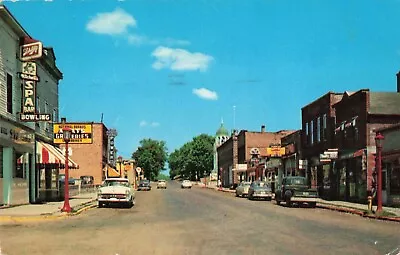 Street Scene Mellen Wisconsin WI Bar Bowling Alley Old Cars 1963 Postcard • $7.95