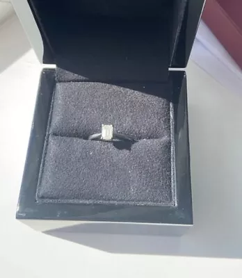 18ct White Gold Emerald Cut Solitare Diamond Ring • £675