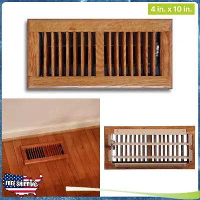 Solid Oak Cover 4 X10  Wood Floor Diffuser Register Vent HVAC True Air Kit Grate • $13.45