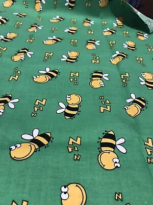 Green Bee Fabric Fat Quarter Yellow Letter Z I Spy Cotton Quilt 18  X 21  F36 • $6