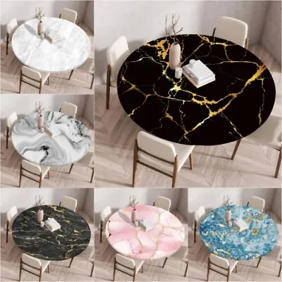 Marble Texture Fitted Round Tablecloth Elastic Edge Classical Pattern Tablecloth • $29.77