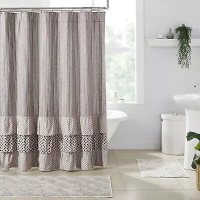 $69.95 • Buy VHC Brands Shower Curtain Florette Farmhouse 72x72 Ruffling Cotton Bath Decor