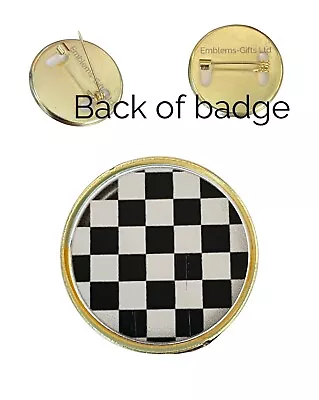 Motorsport Checkered Flag 27mm Metal Lapel Pin Badge Domed Insert • £4.99