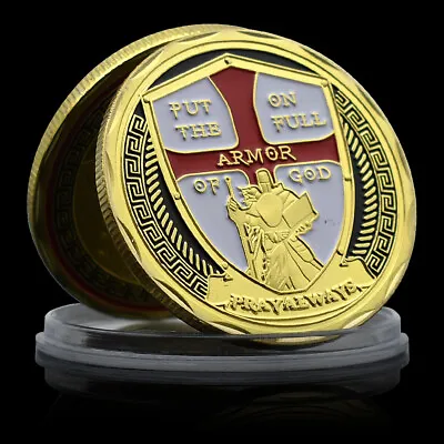 Put On The Armor Of God Gold Coin Temple Crusader Challenge Coin Collection Gift • $8.34