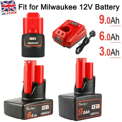 £13.68 • Buy For Milwaukee M12 12V 3A 6A 9A Li-ion XC Battery 48-11-2420 2402 M12B6 Charger