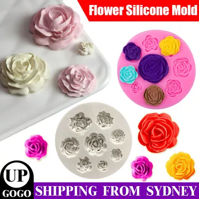 3D Rose Flower Silicone Fondant Cake Mold Chocolate Fondant Baking DIY Mould AU • $4.45