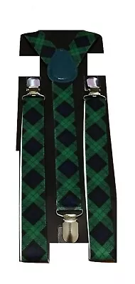 Adult Children Kid Boy Braces Suspender Scotland Tartan Striped Fancy Dress UK • £3.99