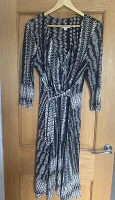 £14.99 • Buy Monsoon Black & Beige Stretch Midi Dress - Size 16 In Ex Cond