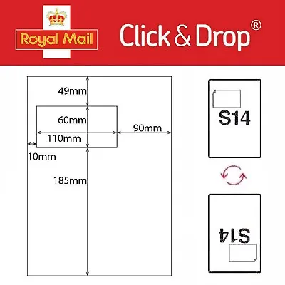 Royal Mail Click And Drop Linnworks Integrated Labels Invoice A4 Sheet Paper S14 • £2.69
